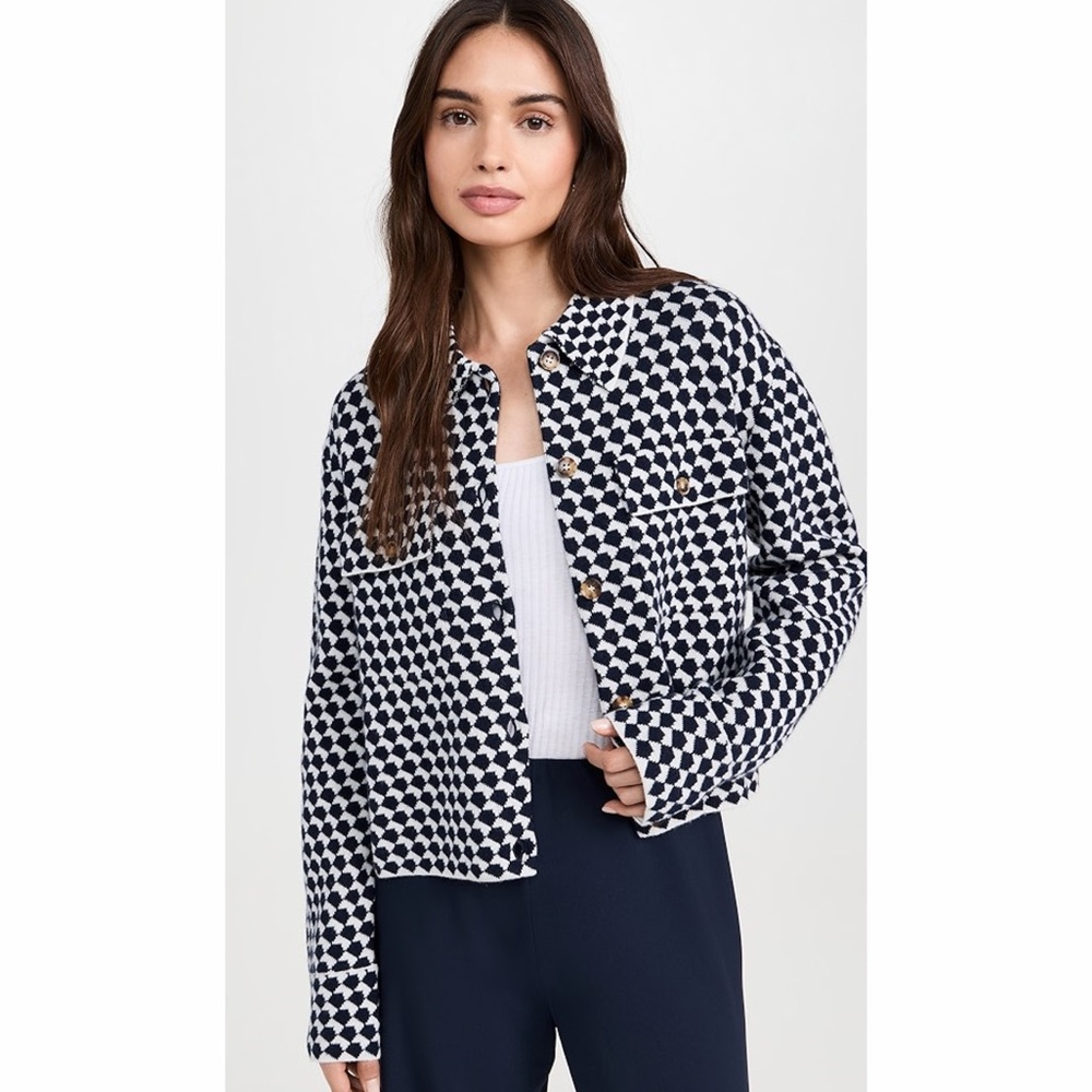 La Ligne Jane patterned cropped wool cashmere blend cardigan jacket
